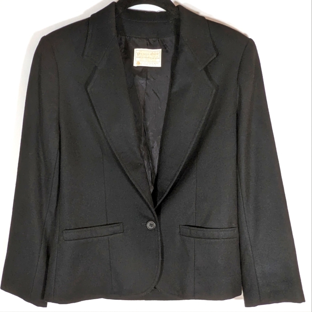 Pendleton Wool Mills 100% Pure Virgin Wool Black Blazer Size 6